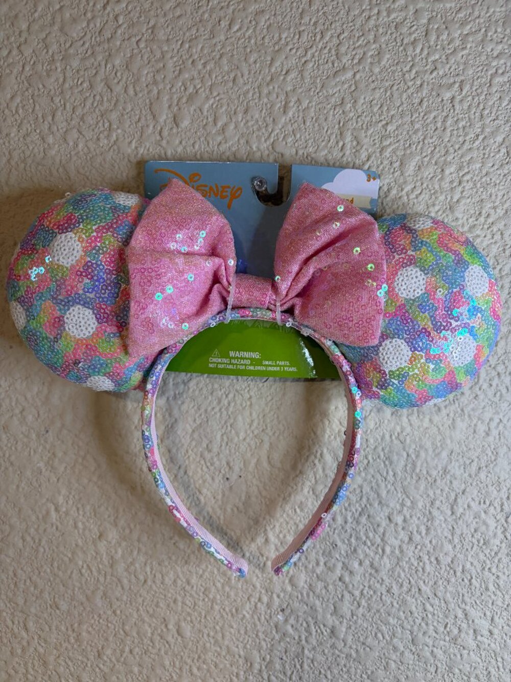 Disney Minnie Mouse Ears Headband Pink Bow Floral Sequin Park NWT